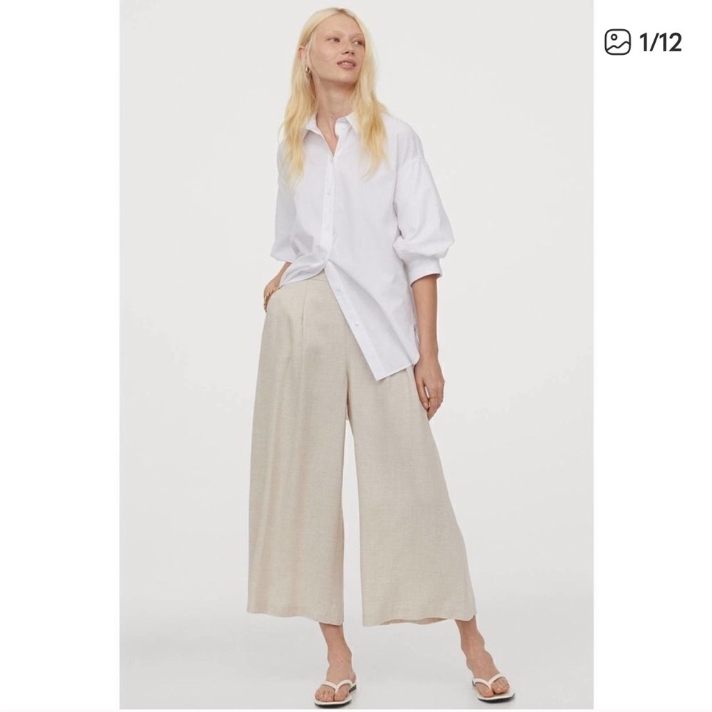 H&M wide leg linen cropped pants